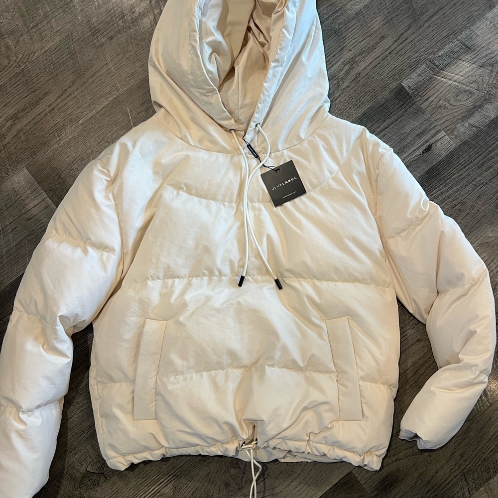 JLUXLABEL Cream Hooded Pullover Puffer Jacket Size Small